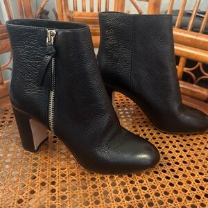 Kate Spade Knot Zip Black Leather Ankle Boots Size 6B